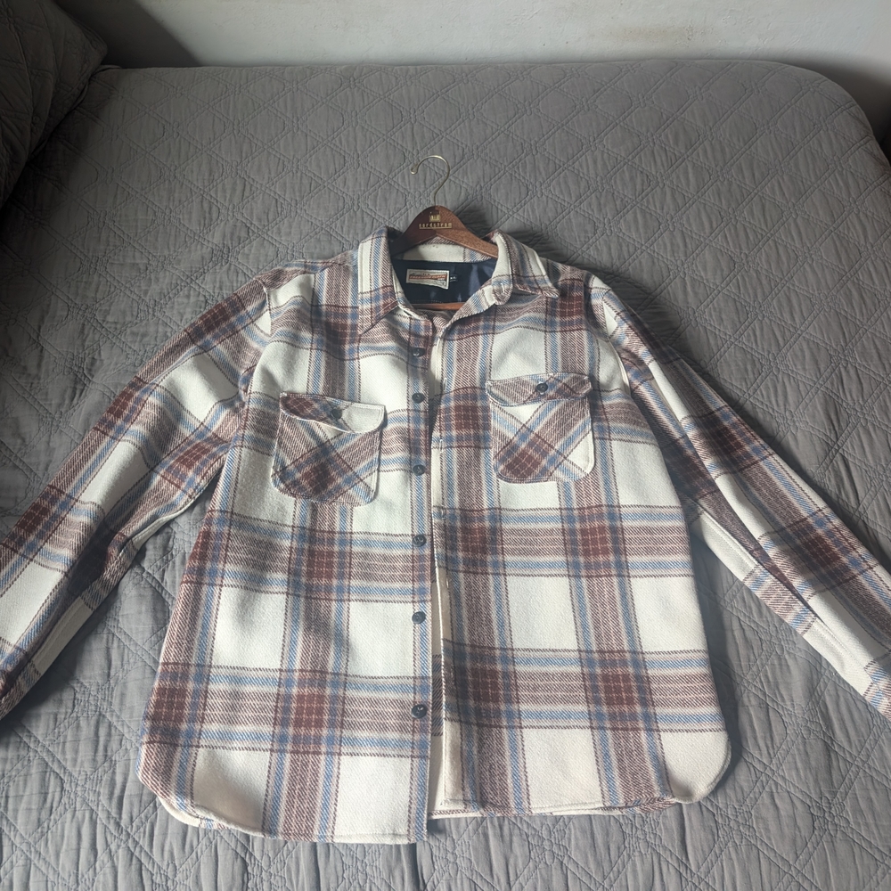 Freenote Cloth Benson Overshirt - Ivory Wool Plaid